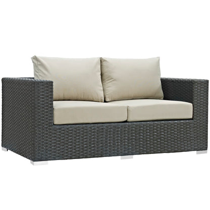 Sojourn Outdoor Patio Sunbrella Loveseat in Canvas Antique Beige by Modway (1851)
