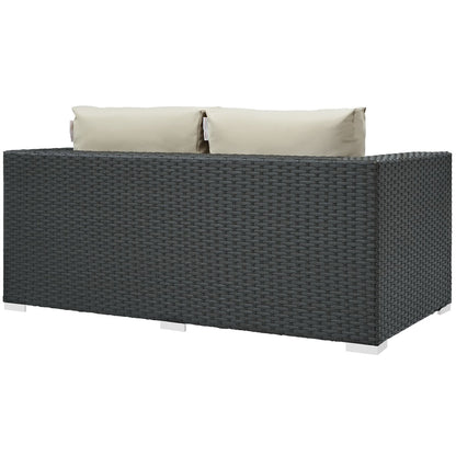 Sojourn Outdoor Patio Sunbrella Loveseat in Canvas Antique Beige by Modway (1851)