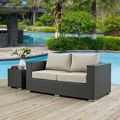 Sojourn Outdoor Patio Sunbrella Loveseat in Canvas Antique Beige by Modway (1851)