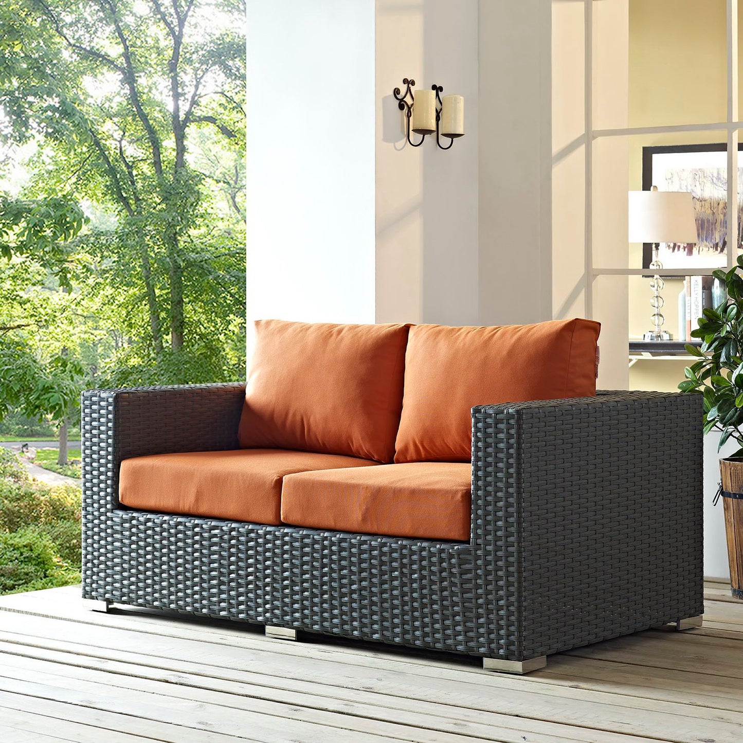Sojourn Outdoor Patio Sunbrella Loveseat in Canvas Tuscan by Modway (1851)