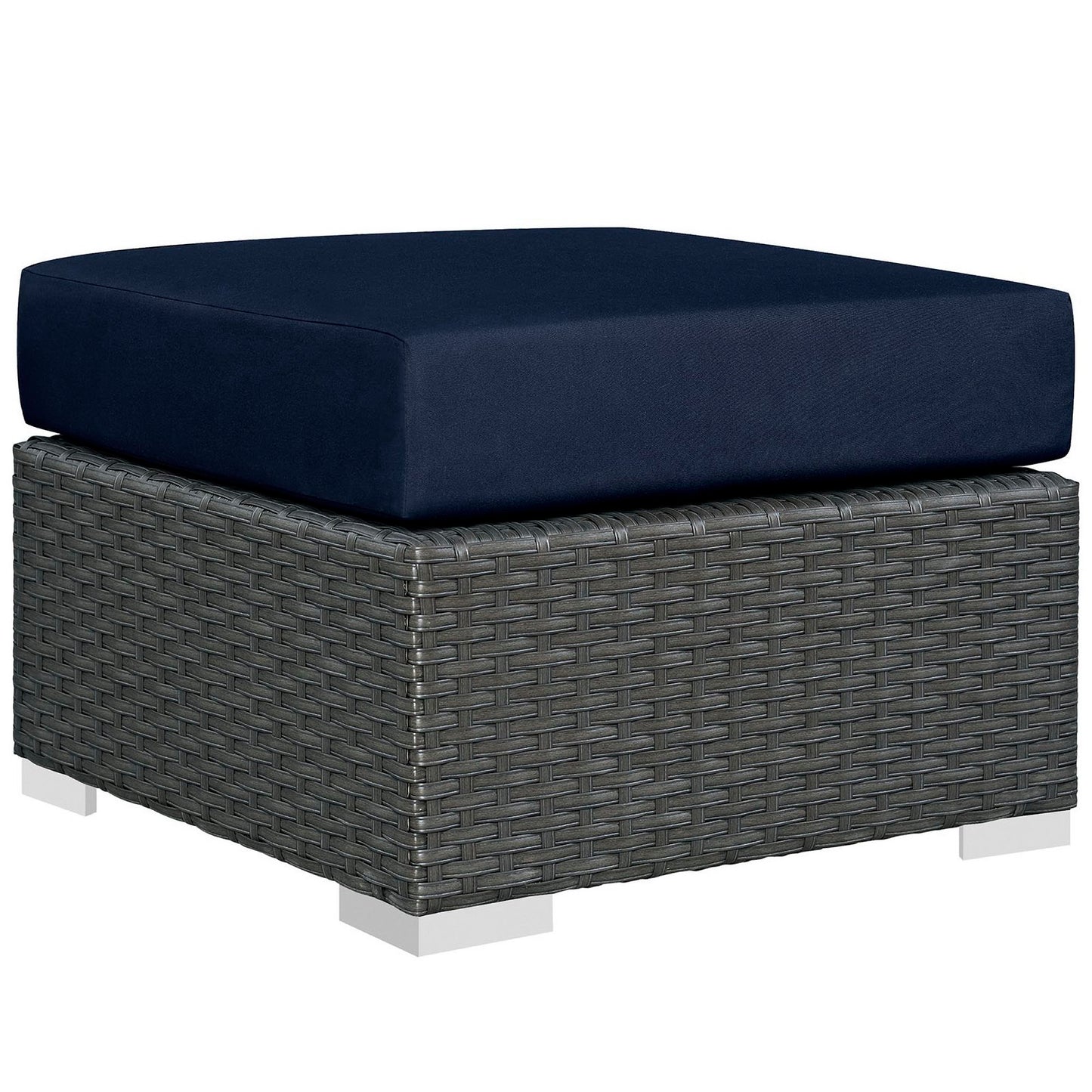 Sojourn Outdoor Patio Sunbrella Ottoman in Canvas Navy by Modway (1855)