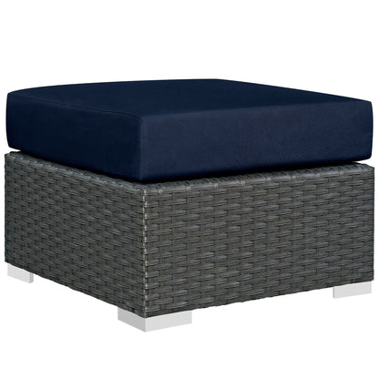 Sojourn Outdoor Patio Sunbrella Ottoman in Canvas Navy by Modway (1855)