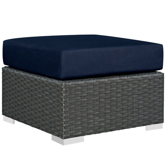 Sojourn Outdoor Patio Sunbrella Ottoman in Canvas Navy by Modway (1855)