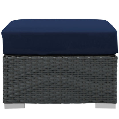 Sojourn Outdoor Patio Sunbrella Ottoman in Canvas Navy by Modway (1855)