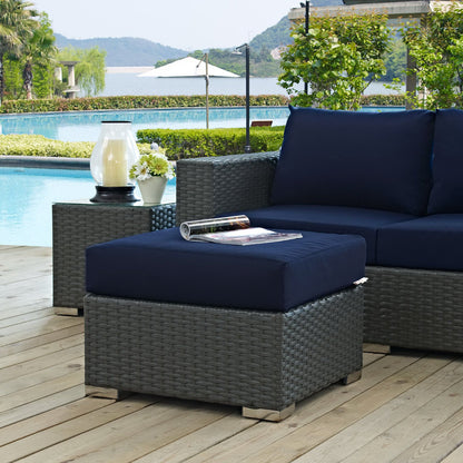 Sojourn Outdoor Patio Sunbrella Ottoman in Canvas Navy by Modway (1855)