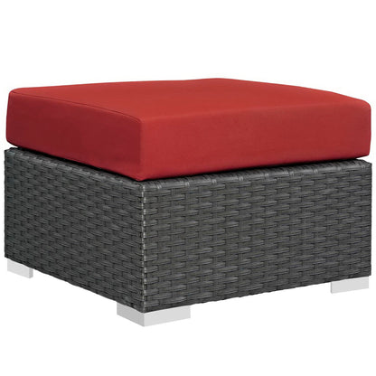 Sojourn Outdoor Patio Sunbrella Ottoman in Canvas Red by Modway (1855)