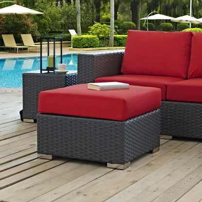 Sojourn Outdoor Patio Sunbrella Ottoman in Canvas Red by Modway (1855)