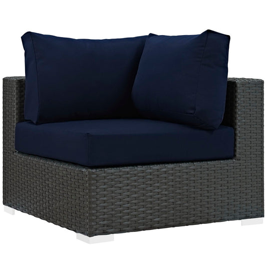 Sojourn Outdoor Patio Sunbrella Corner in Canvas Navy by Modway (1856)