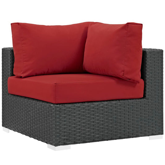 Sojourn Outdoor Patio Sunbrella Corner in Canvas Red by Modway (1856)