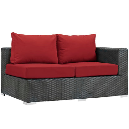 Sojourn Outdoor Patio Sunbrella Right Arm Loveseat in Canvas Red by Modway (1857)