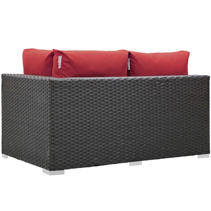 Sojourn Outdoor Patio Sunbrella Right Arm Loveseat in Canvas Red by Modway (1857)