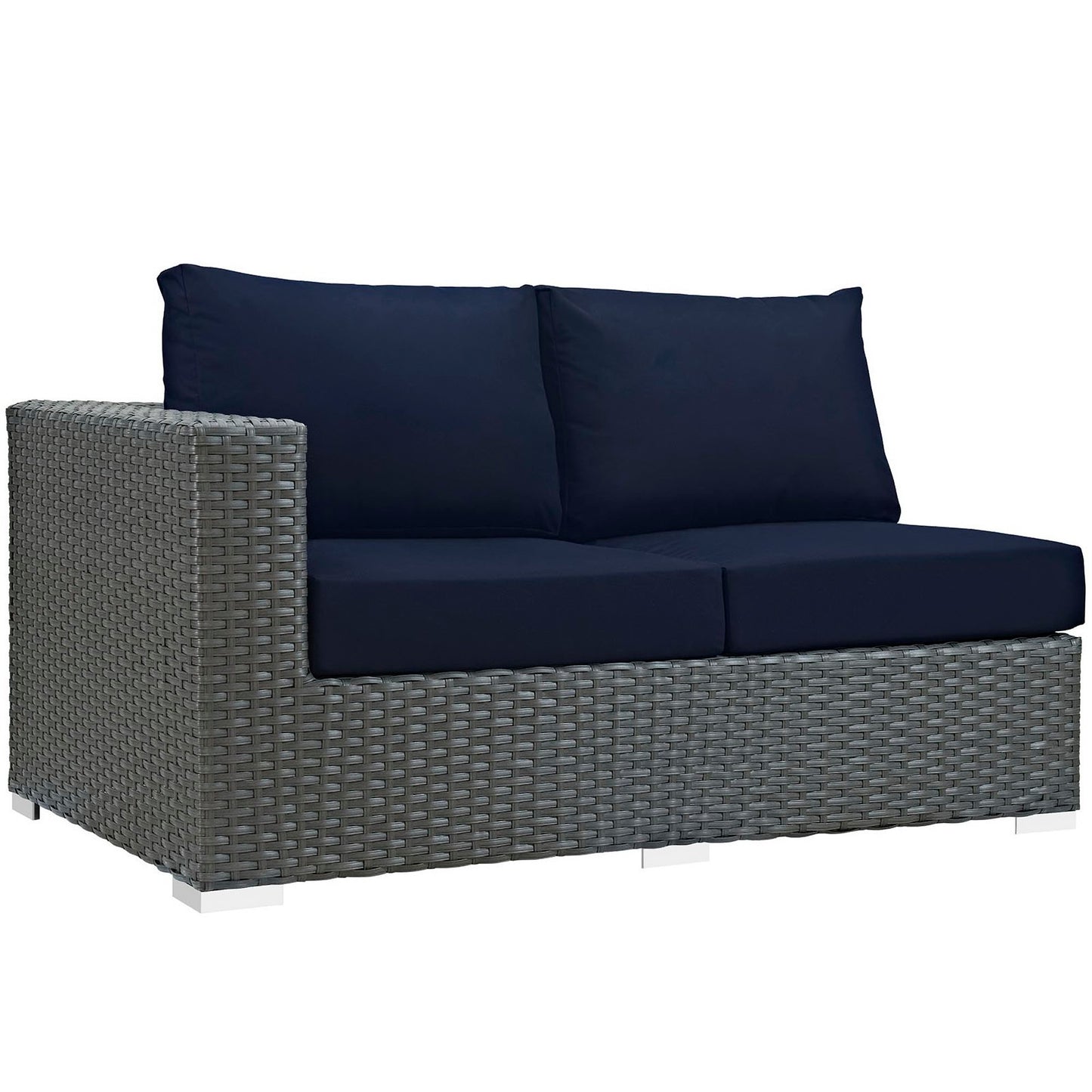 Sojourn Outdoor Patio Sunbrella Left Arm Loveseat in Canvas Navy by Modway (1858)