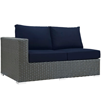 Sojourn Outdoor Patio Sunbrella Left Arm Loveseat in Canvas Navy by Modway (1858)