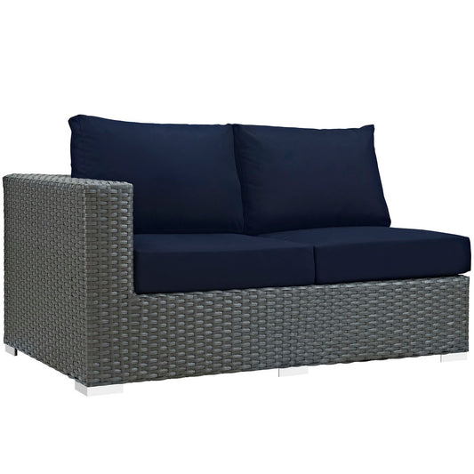 Sojourn Outdoor Patio Sunbrella Left Arm Loveseat in Canvas Navy by Modway (1858)