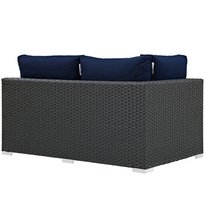 Sojourn Outdoor Patio Sunbrella Left Arm Loveseat in Canvas Navy by Modway (1858)