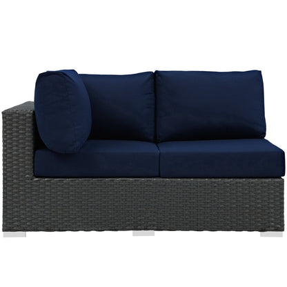 Sojourn Outdoor Patio Sunbrella Left Arm Loveseat in Canvas Navy by Modway (1858)