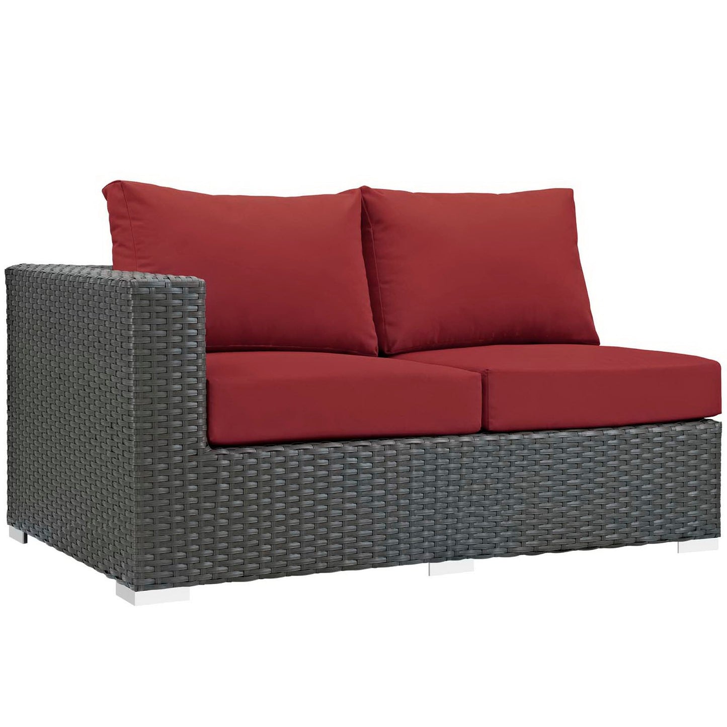 Sojourn Outdoor Patio Sunbrella Left Arm Loveseat in Canvas Red by Modway (1858)