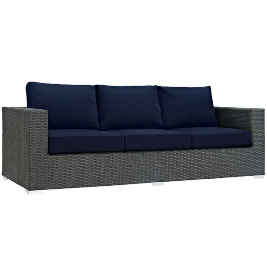 Sojourn Outdoor Patio Sunbrella Sofa in Canvas Navy by Modway (1860)