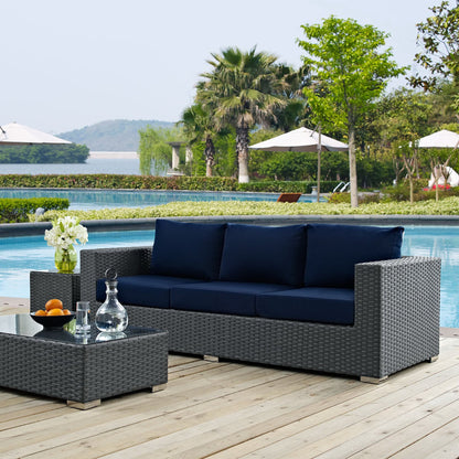 Sojourn Outdoor Patio Sunbrella Sofa in Canvas Navy by Modway (1860)