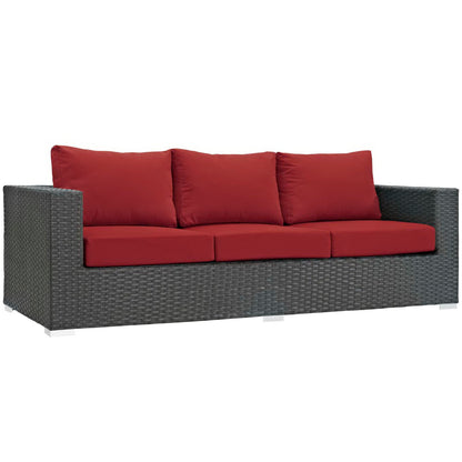 Sojourn Outdoor Patio Sunbrella Sofa in Canvas Red by Modway (1860)