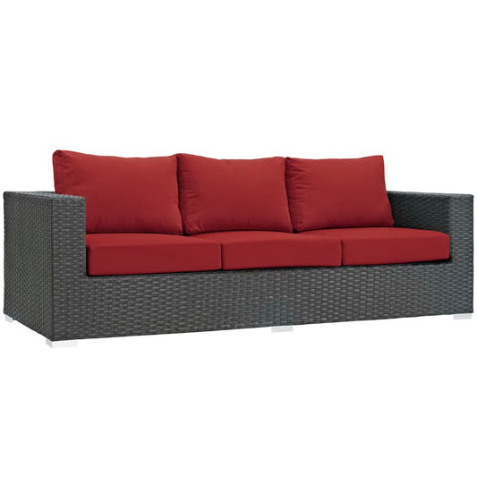 Sojourn Outdoor Patio Sunbrella Sofa in Canvas Red by Modway (1860)