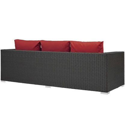 Sojourn Outdoor Patio Sunbrella Sofa in Canvas Red by Modway (1860)