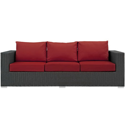 Sojourn Outdoor Patio Sunbrella Sofa in Canvas Red by Modway (1860)