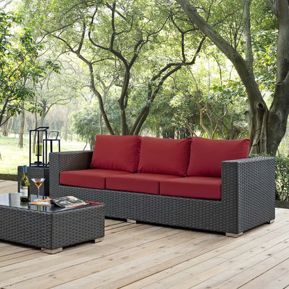 Sojourn Outdoor Patio Sunbrella Sofa in Canvas Red by Modway (1860)