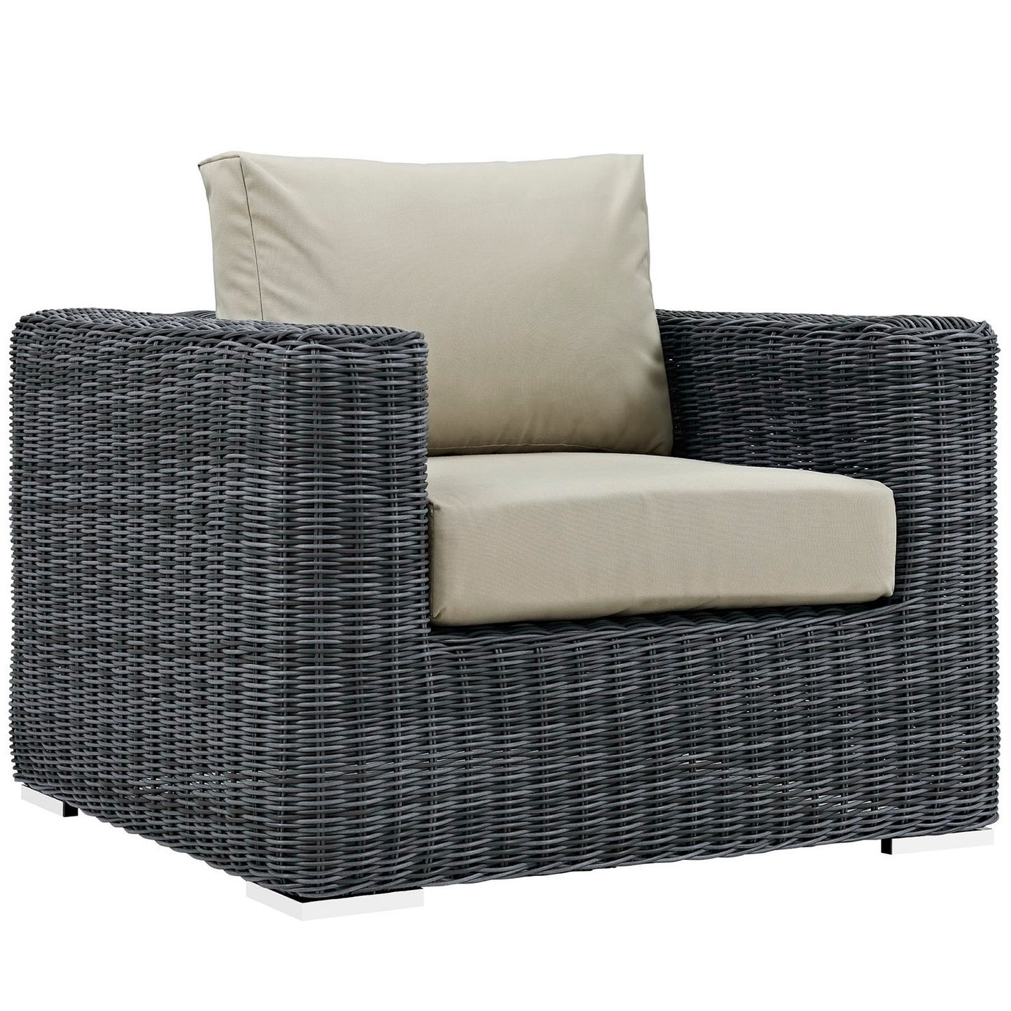 Summon Outdoor Patio Fabric Sunbrella Armchair in Canvas Antique Beige by Modway (1864)