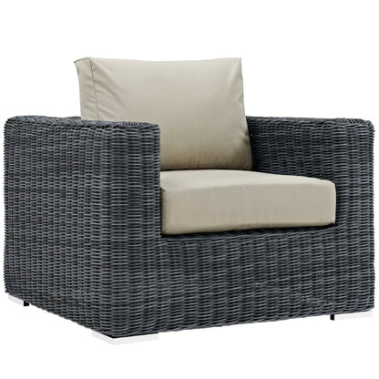 Summon Outdoor Patio Fabric Sunbrella Armchair in Canvas Antique Beige by Modway (1864)