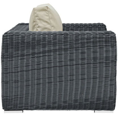 Summon Outdoor Patio Fabric Sunbrella Armchair in Canvas Antique Beige by Modway (1864)