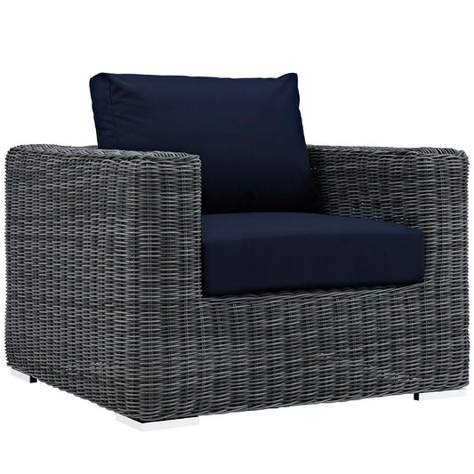 Summon Outdoor Patio Fabric Sunbrella Armchair in Canvas Navy by Modway (1864)