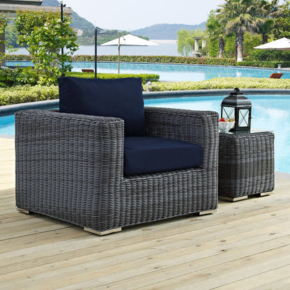 Summon Outdoor Patio Fabric Sunbrella Armchair in Canvas Navy by Modway (1864)