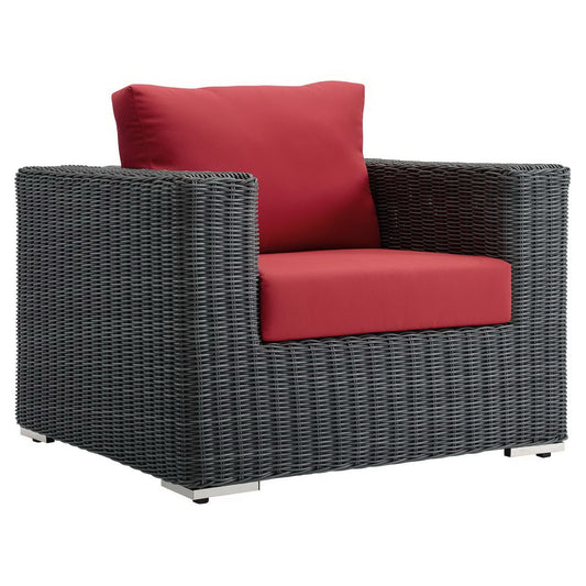 Summon Outdoor Patio Fabric Sunbrella Armchair in Canvas Red by Modway (1864)