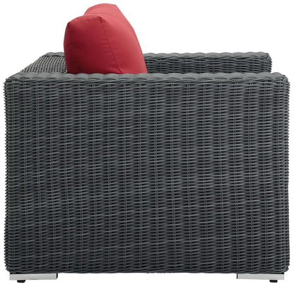 Summon Outdoor Patio Fabric Sunbrella Armchair in Canvas Red by Modway (1864)