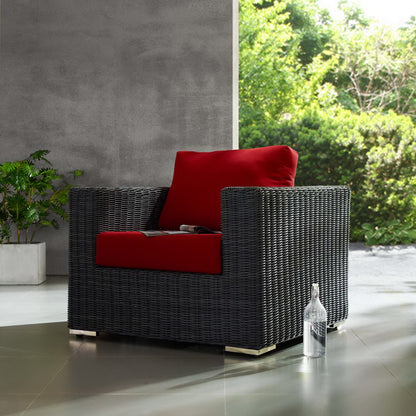Summon Outdoor Patio Fabric Sunbrella Armchair in Canvas Red by Modway (1864)