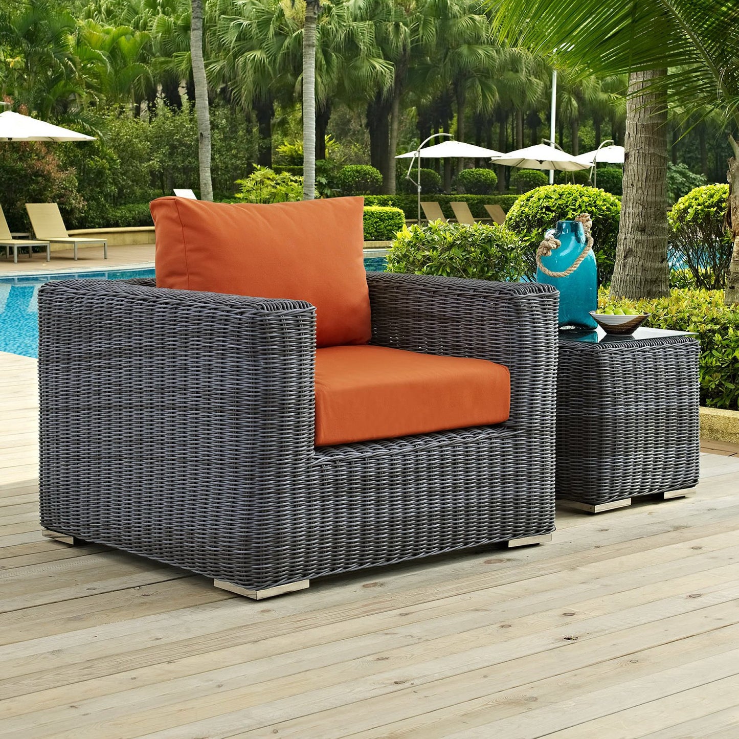 Summon Outdoor Patio Fabric Sunbrella Armchair in Canvas Tuscan by Modway (1864)