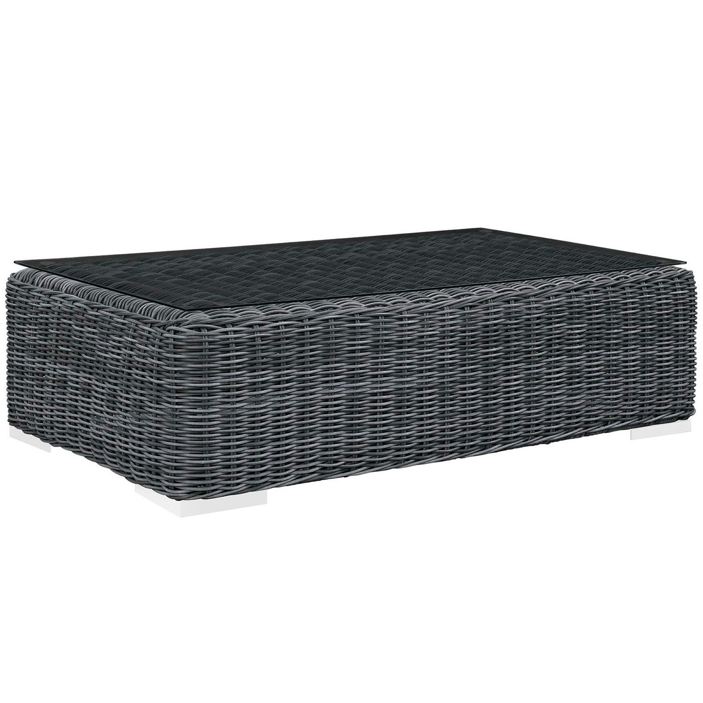 Summon Outdoor Patio Glass Top Coffee Table in Gray by Modway (1866)