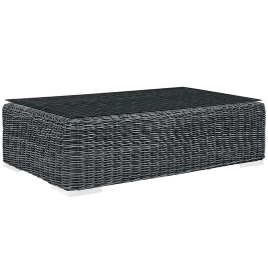 Summon Outdoor Patio Glass Top Coffee Table in Gray by Modway (1866)