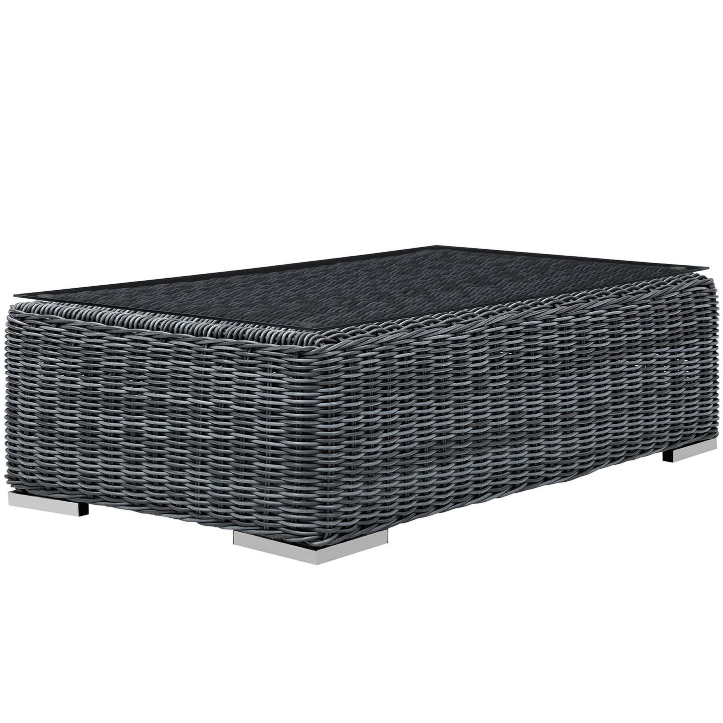 Summon Outdoor Patio Glass Top Coffee Table in Gray by Modway (1866)