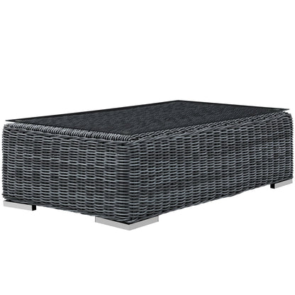 Summon Outdoor Patio Glass Top Coffee Table in Gray by Modway (1866)