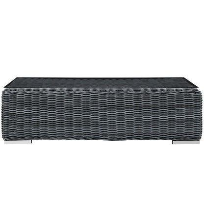 Summon Outdoor Patio Glass Top Coffee Table in Gray by Modway (1866)