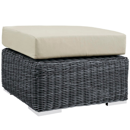 Summon Outdoor Patio Sunbrella Ottoman in Canvas Antique Beige by Modway (1869)