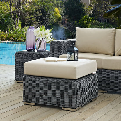 Summon Outdoor Patio Sunbrella Ottoman in Canvas Antique Beige by Modway (1869)