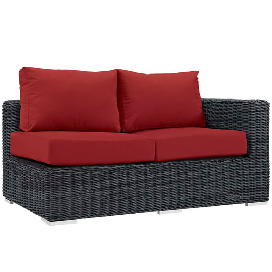 Summon Outdoor Patio Sunbrella Right Arm Loveseat in Canvas Red by Modway (1871)