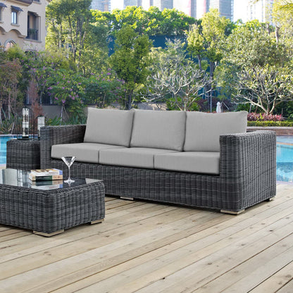 Summon Outdoor Patio Sunbrella Sofa in Canvas Gray by Modway (1874)