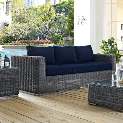 Summon Outdoor Patio Sunbrella Sofa in Canvas Navy by Modway (1874)