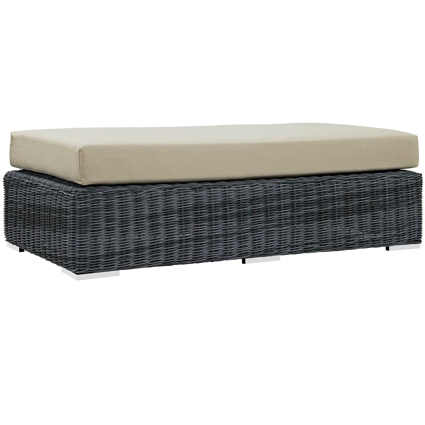 Summon Outdoor Patio Sunbrella Rectangle Ottoman in Canvas Antique Beige by Modway (1877)
