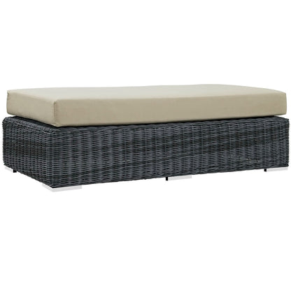Summon Outdoor Patio Sunbrella Rectangle Ottoman in Canvas Antique Beige by Modway (1877)