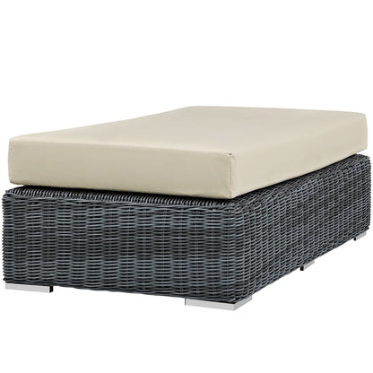 Summon Outdoor Patio Sunbrella Rectangle Ottoman in Canvas Antique Beige by Modway (1877)
